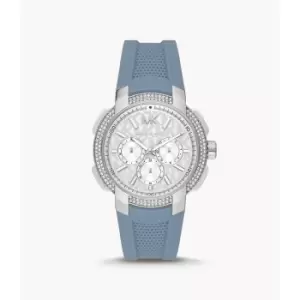 Michael Kors Womens Sidney Multifunction Chambray Silicone Watch - Blue