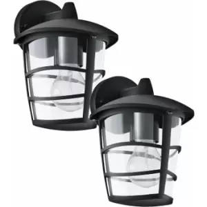 2 PACK IP44 Outdoor Wall Light Black Modern Lantern 1x 60W E27 Porch Lamp