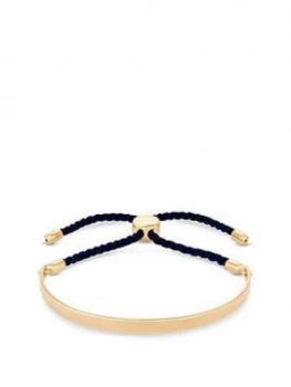 Simply Silver Gold Plated Sterling Silver Personalised Engravable Bar Adjustable Navy Toggle Bracelet