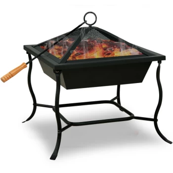 Fire Bowl 45x45cm Angular Spark Grid Fire Pit Fire Basket Bowl - Gardebruk