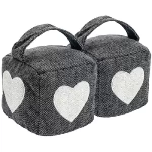 Nicola Spring - Herringbone Door Stops - 16 x 16cm - Heart - Pack of 2