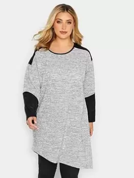 Yours Soft Touch Pu Panel Top - Grey, Size 18, Women