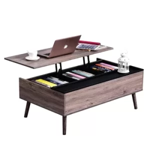 HOMCOM Particle Board Lift-Top Storage Coffee Table Wood Tone