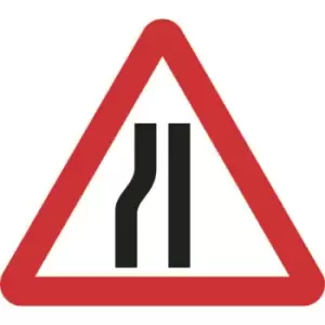 Zintec 750mm Triangular Road Narrows Left Road Sign with Frame