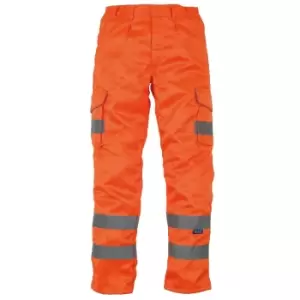 Yoko Mens Hi Vis Polycotton Cargo Trousers With Knee Pad Pockets (Pack of 2) (30R) (Orange)