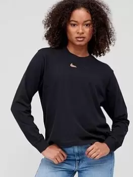 Nike Nsw Patch Long Sleeve Boxy Top - Black