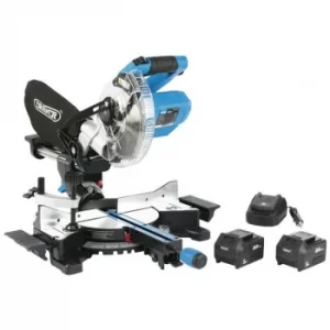 Draper D20 20V Brushless 185mm Sliding Compound Mitre Saw Kit (+2 x 5Ah Batteries and 12V Charger)