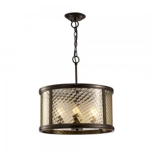 Ceiling Pendant 4 Light E14 Oiled Bronze, Clear Glass