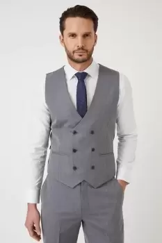 Mens Tailored Fit Charcoal Herringbone Waistcoat