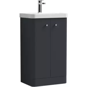 Core Floor Standing 2-Door Vanity Unit with Thin Edge Basin 500mm Wide - Satin Anthracite - Nuie