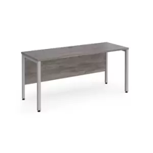 Maestro 25 straight desk 1600mm x 600mm - silver bench leg frame and grey oak top