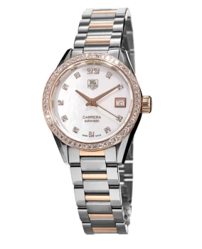 Tag Heuer Carrera Automatic Rose Gold & Steel Diamond Womens Watch WAR2453.BD0777 WAR2453.BD0777