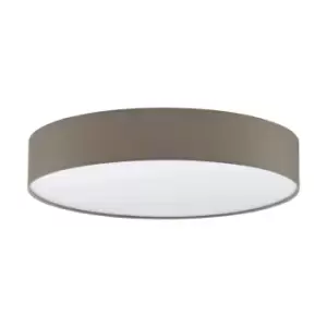 Flush Ceiling Light Colour White Shade Taupe White Fabric Plastic Bulb LED 40W