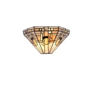 Tiffany Wall Lamp, 2 x E14, White, Grey, Black, Clear Crystal