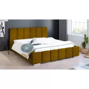 Envisage Trade - Lemela Upholstered Beds - Plush Velvet, Super King Size Frame, Mustard - Mustard