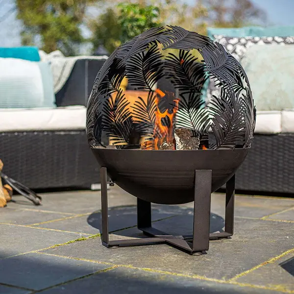 La Hacienda Forest Globe Firepit, Black Black