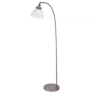 Hansen Task Floor Lamp Brushed Silver Paint, Clear Glass