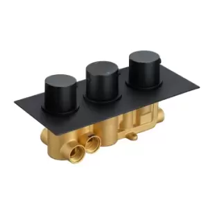 Arissa Matt Black Triple Control Round Concealed Valve - 3 Outlet