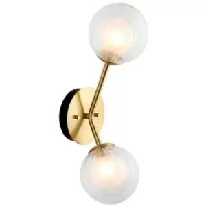 Merano Rome Metal Wall Lamp, Satin Brass Plate, Glass