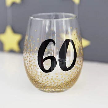 Signography Stemless Wine Glass with Gold Glitter - 60