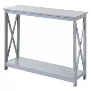 Homcom Wooden Console Table Storage Drawer Shelf Entryway Display Stand Grey