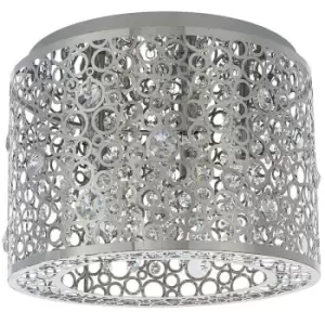 Flush Ceiling Mount Light Chrome & K5 Crystal Gorgeous Round Modern Lamp Shade