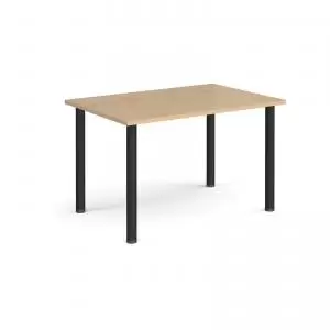 Rectangular Black radial leg meeting table 1200mm x 800mm - kendal oak