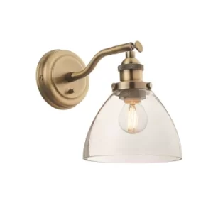 Hansen 1 Light Wall Glass, Antique Brass Plate, E14