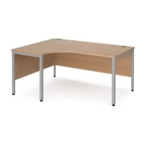 Office Desk Left Hand Corner Desk 1600mm Beech Top With Silver Frame 1200mm Depth Maestro 25 MB16ELSB