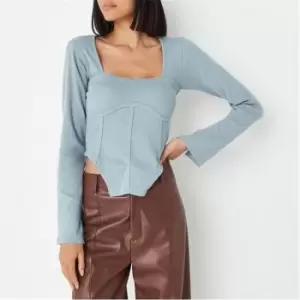 Missguided Corset Detail Aysm Milkmaid Top - Blue