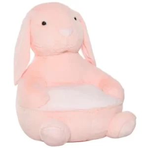 HOMCOM Kids Sofa Chair Children Plush Armchair Stuffed Cute Rabbit Toy Support Seat Learning Sitting Baby Nest Sleeping Cushion 60 x 50 x 59cm Pink