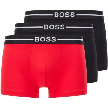 Hugo Boss 3 Pack Organic Trunks Black/Red/Black Size L Men