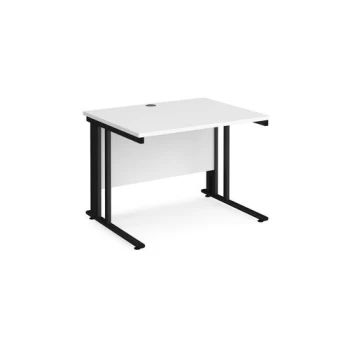 Office Desk 1000mm Rectangular Desk With Cable Managed Leg White Tops With Black Frames 800mm Depth Maestro 25