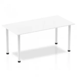 Impulse 1600mm Straight Table White Top White Post Leg I003690