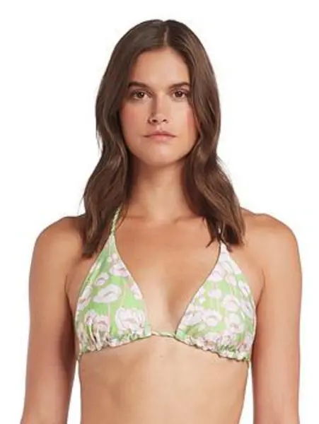 Ted Baker RAELA Printed Triangle Bikini Top, Green, Size 4=14, Women