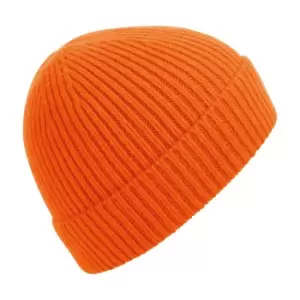 Beechfield Unisex Engineered Knit Ribbed Beanie (One Size) (Orange)