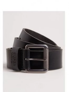 Superdry Premium Boxed Leather Belt, Black, Size S, Men