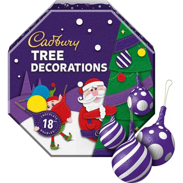 Cadbury Gifts Direct Cadbury Dairy Milk Chocolate Bauble Tree Decorations 108g 4240653