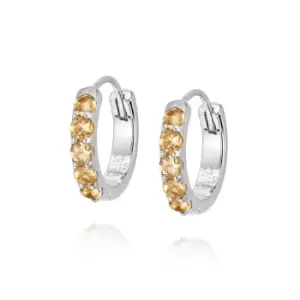 Daisy London 925 Sterling Silver Beloved Citrine Huggie Earrings Sterling Silver