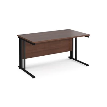 Office Desk 1400mm Rectangular Desk With Cable Managed Leg Walnut Tops With Black Frames 800mm Depth Maestro 25