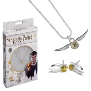 Harry Potter Silver Plated Golden Snitch Necklace And Earring Set (One Size) (Silver/Gold)