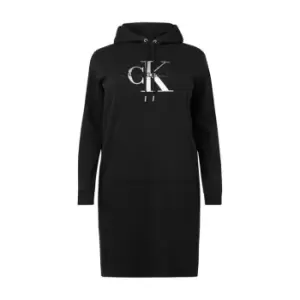 Calvin Klein Jeans Plus Metallic Logo Hoodie Dress - Black