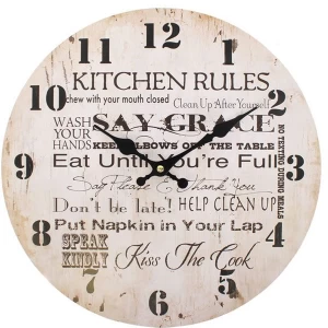 Distressed Look Kitchen Rules Wall Clock