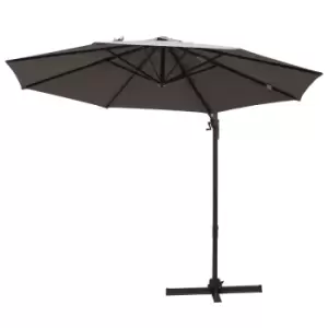 Outsunny Cantilever Tilt Parasol w/ Crank and 8 Ribs - Grey