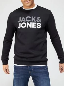 Jack & Jones Logo Crew Neck Sweatshirt - Black, Size XL, Men