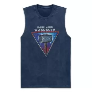 Marvel Thor - Love and Thunder Raise Your Hammer Unisex Vests - Navy Acid Wash - L