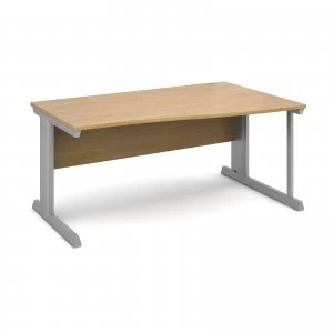 Vivo Right Hand Wave Desk 1600mm - Silver Frame Oak Top