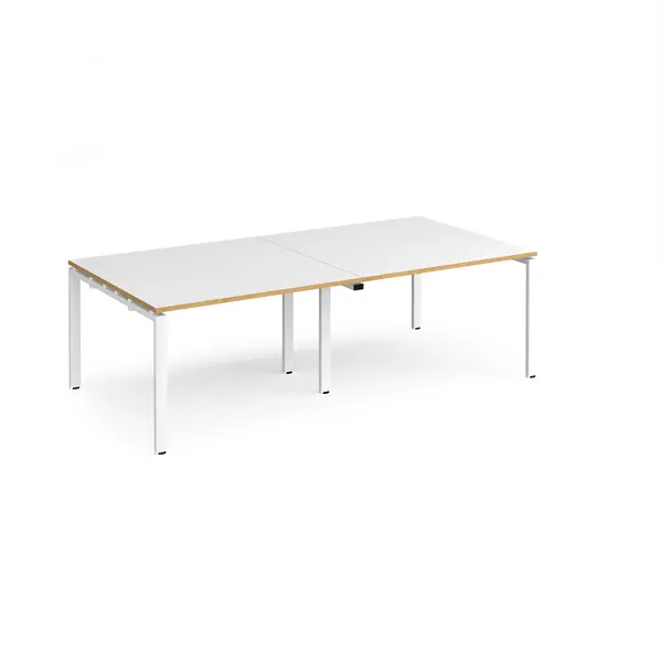 Adapt Rectangular Office Boardroom White Frame Meeting Table - 2400mm - White Oak