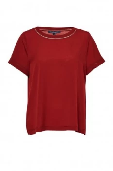 French Connection Polly Plains Stitch Detail Top Red