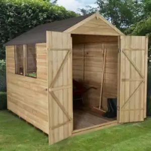 8X6 Apex Pressure Treated Overlap Green Wooden Shed With Floor - Assembly Service Included